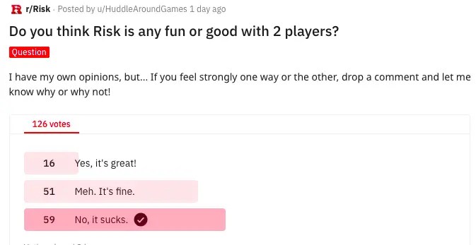 risk with 2 players opinion