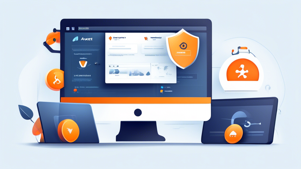 Create an image of a sleek, modern browser interface with the Avast Online Security & Privacy extension icon prominently displayed. Highlight key features like ad blocking, phishing protection, and privacy insights with visual indicators. Use a calm, trustworthy color palette to convey security and ease of use.